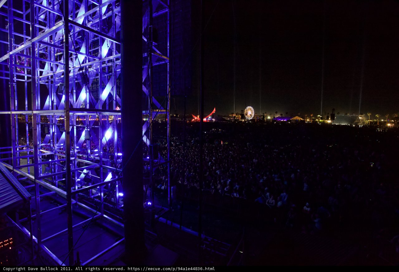 Blue Lit Crowd Going Wild at Coachella Concert