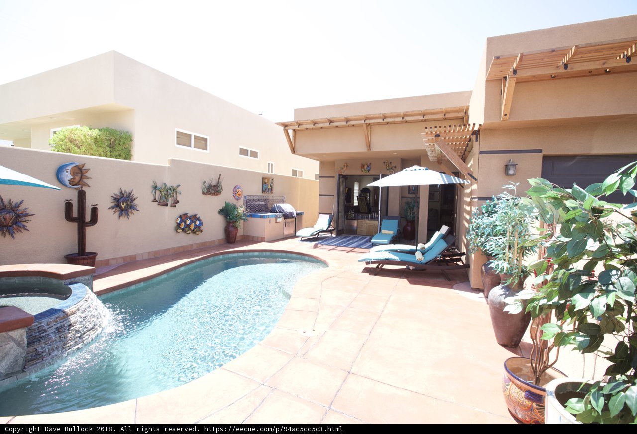 Luxurious Villa Pool and Patio with Water Feature