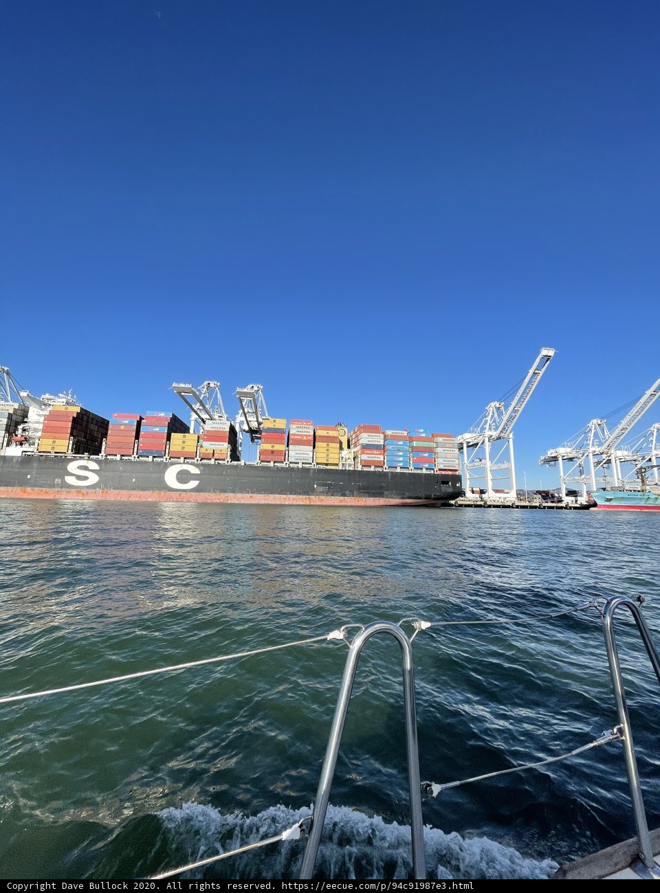 Massive Freighter Docks at Oakland Inner Harbor