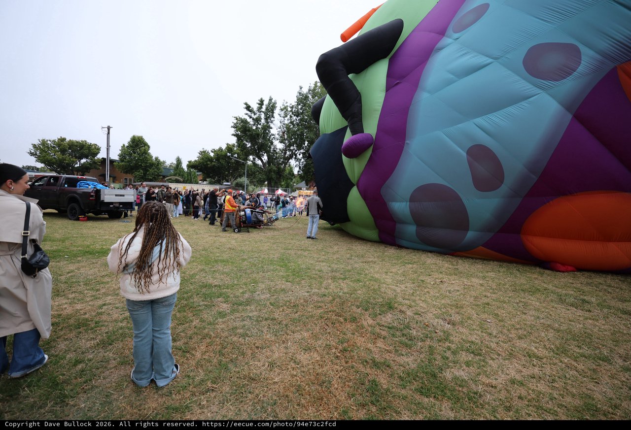 Giant Character Balloon Being Inflated at Festival