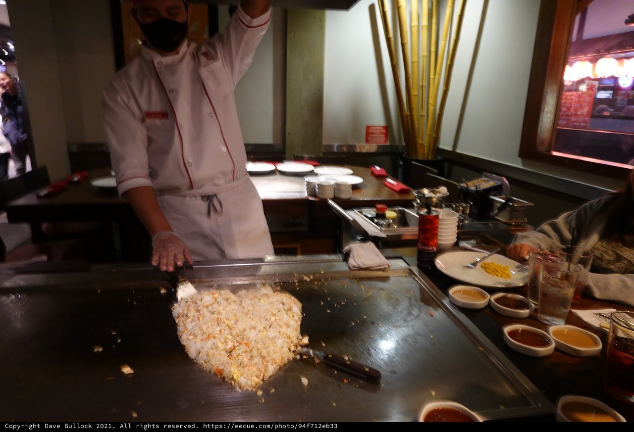 Chef Preparing Heart-Shaped Fried Rice at Teppanyaki