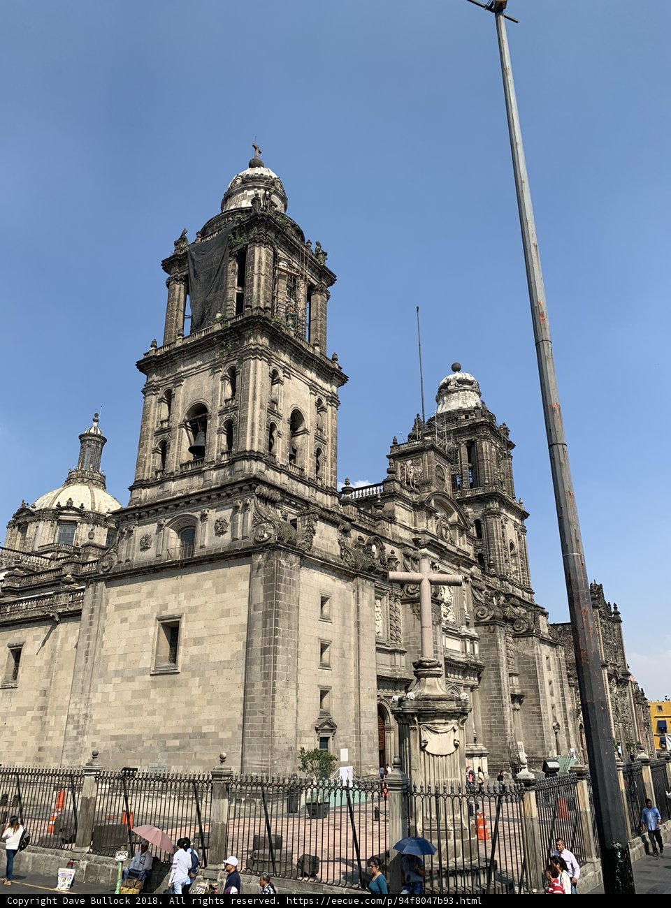 Magnificent Cathedral of Mexico Contrasted Against Blue Sky