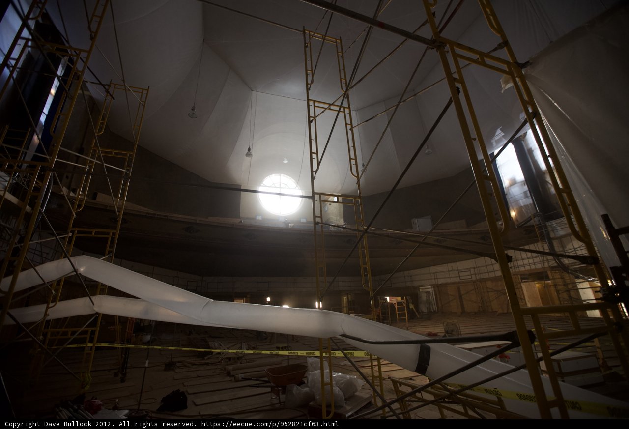 Building Construction with Scaffolding and Natural Light