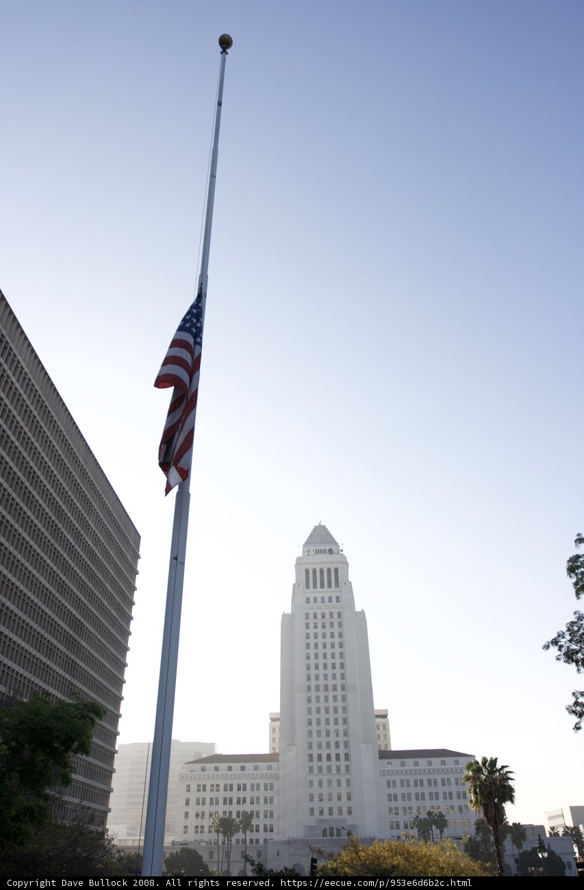 City Hall Building Flags at Half-Mast