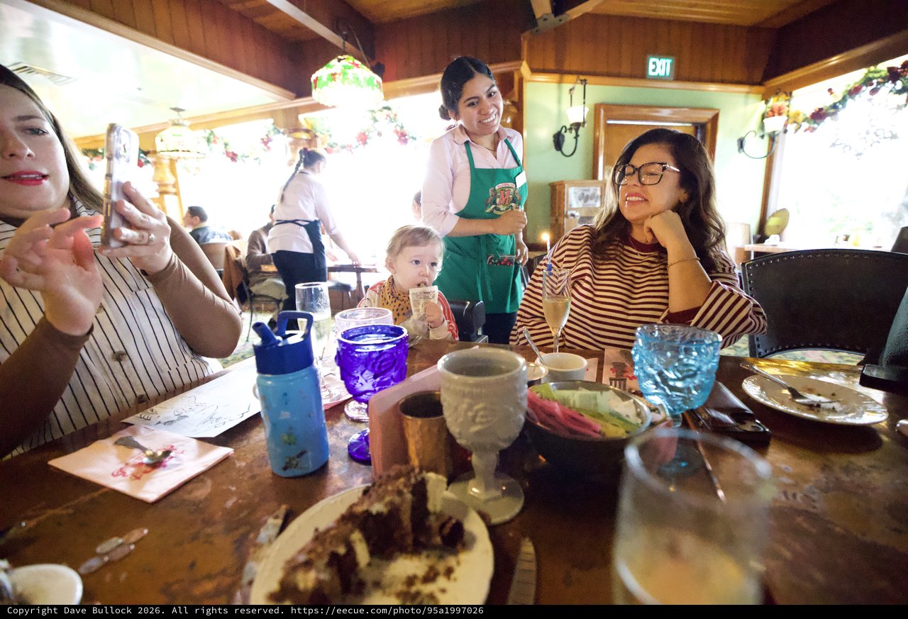 Family Celebration at Mexican Restaurant with Waitress