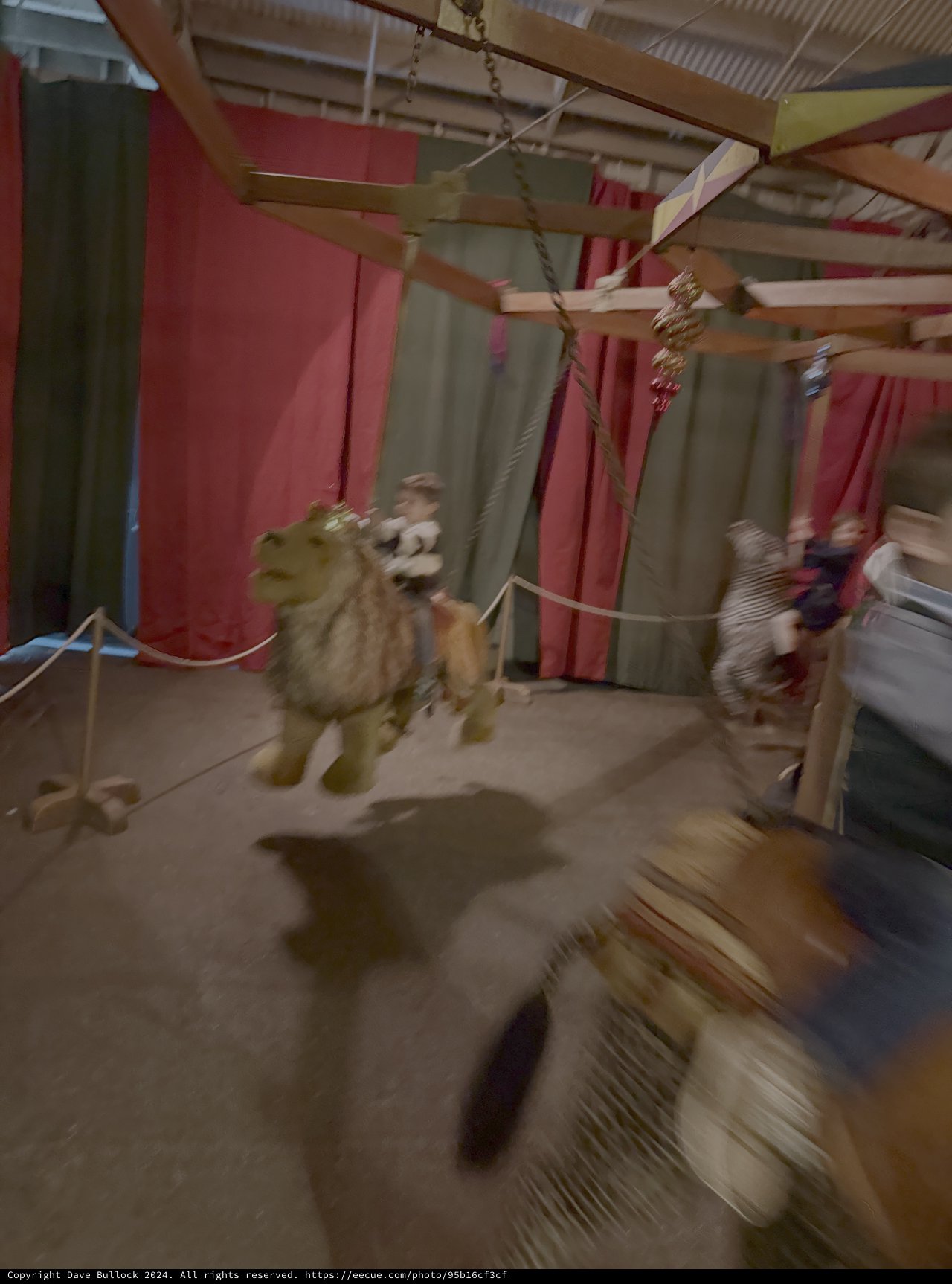 Motion-Blurred Indoor Children's Carousel Ride