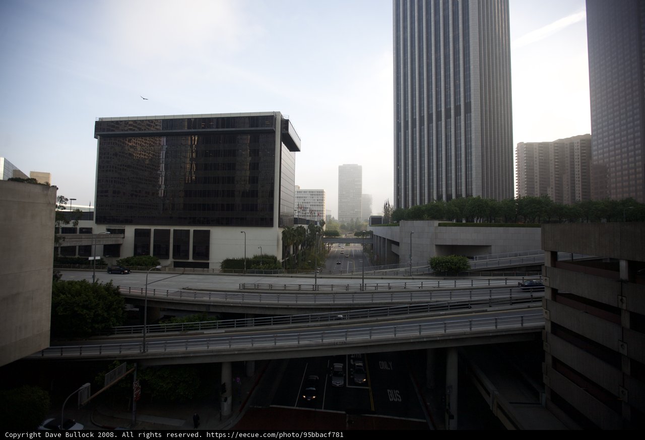 Urban Freeway with High-Rise Skyline