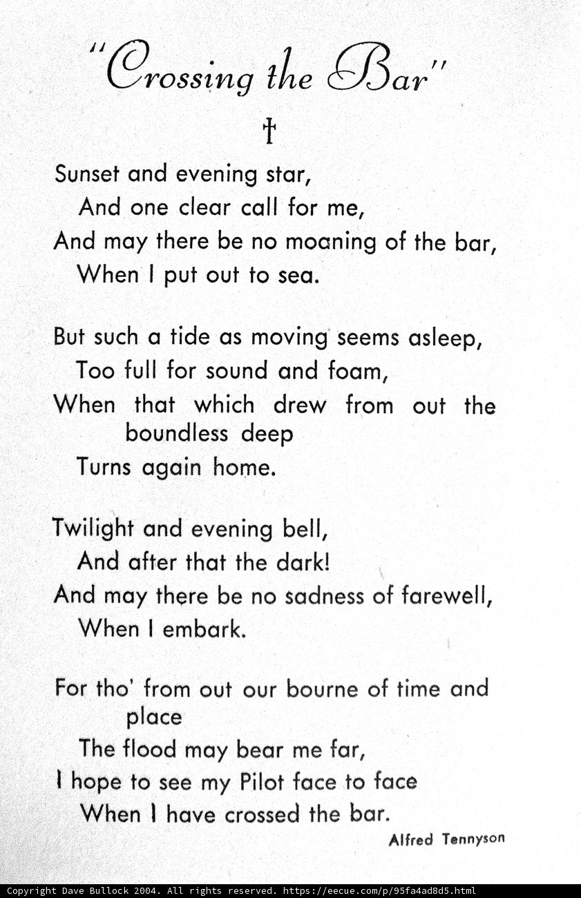 Handwritten Page of "Crossing the Bar" Poem
