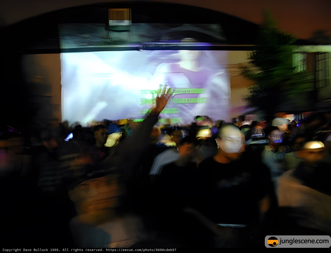 Blurred Rave Scene with Projector Screen