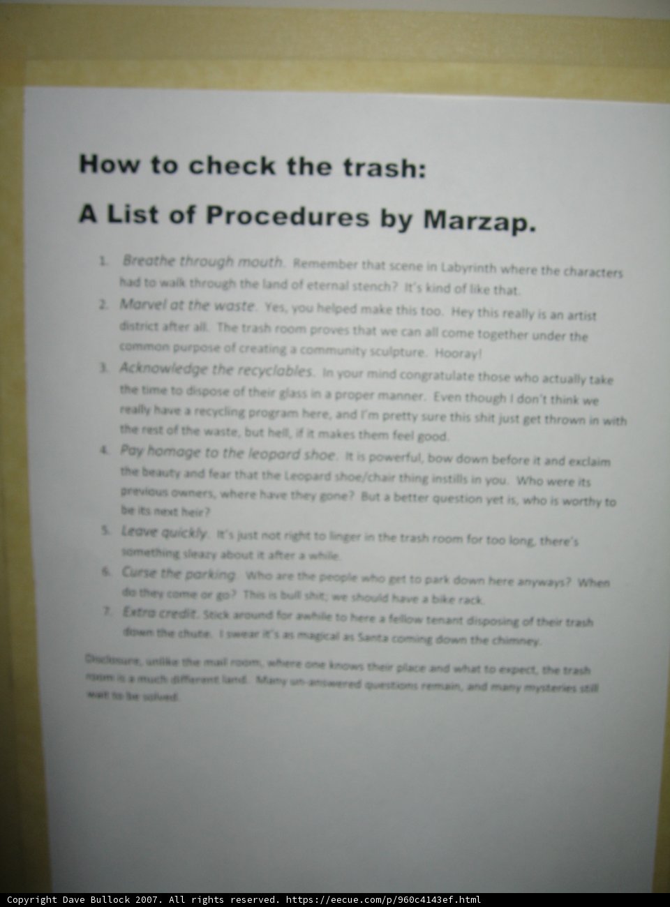 Marzap's Guide to Checking the Trash