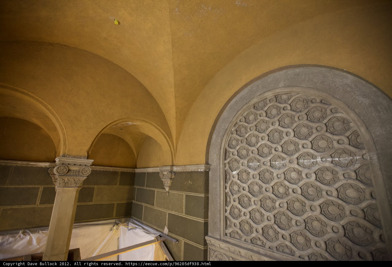 Crypt with Arched Ceilings and Columned Walkway