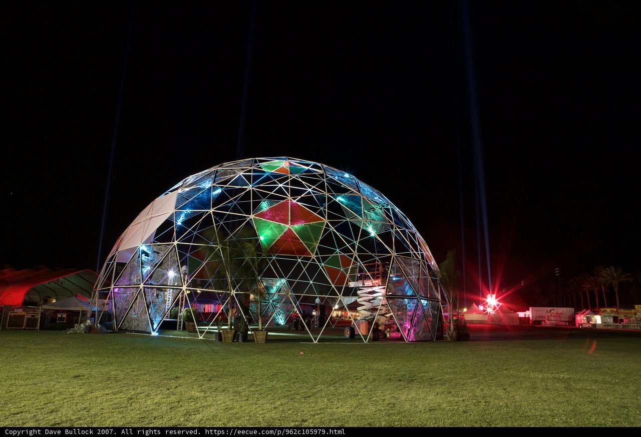 Illuminated Sphere Dome in the Night Sky
