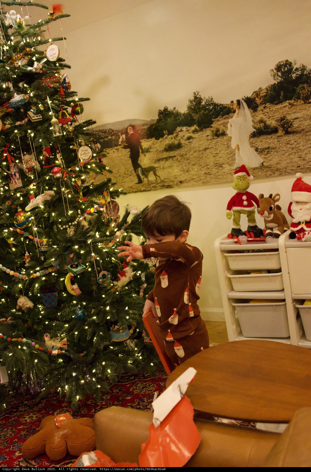 Child's Joyful Christmas Morning by the Tree