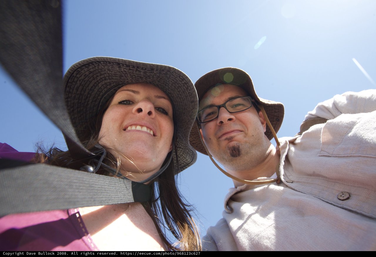 Low-Angle Adventure Portrait of Two Desert Explorers