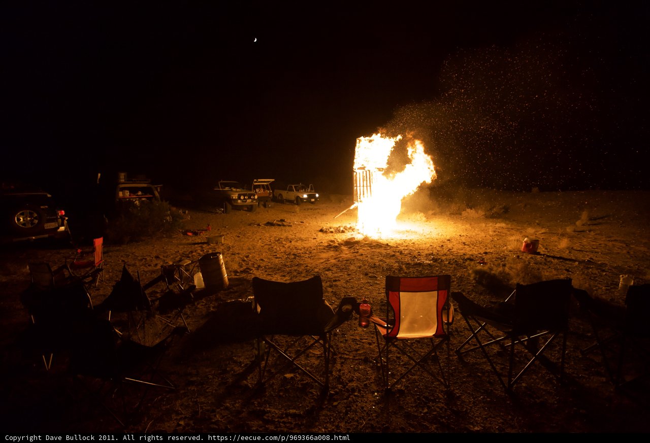Desert Bonfire under the Starry Night Sky
