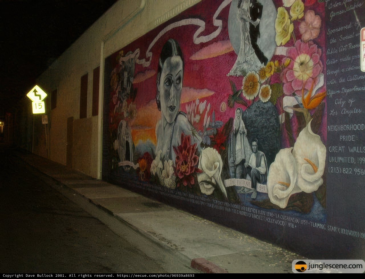 Nighttime Mural on City Building