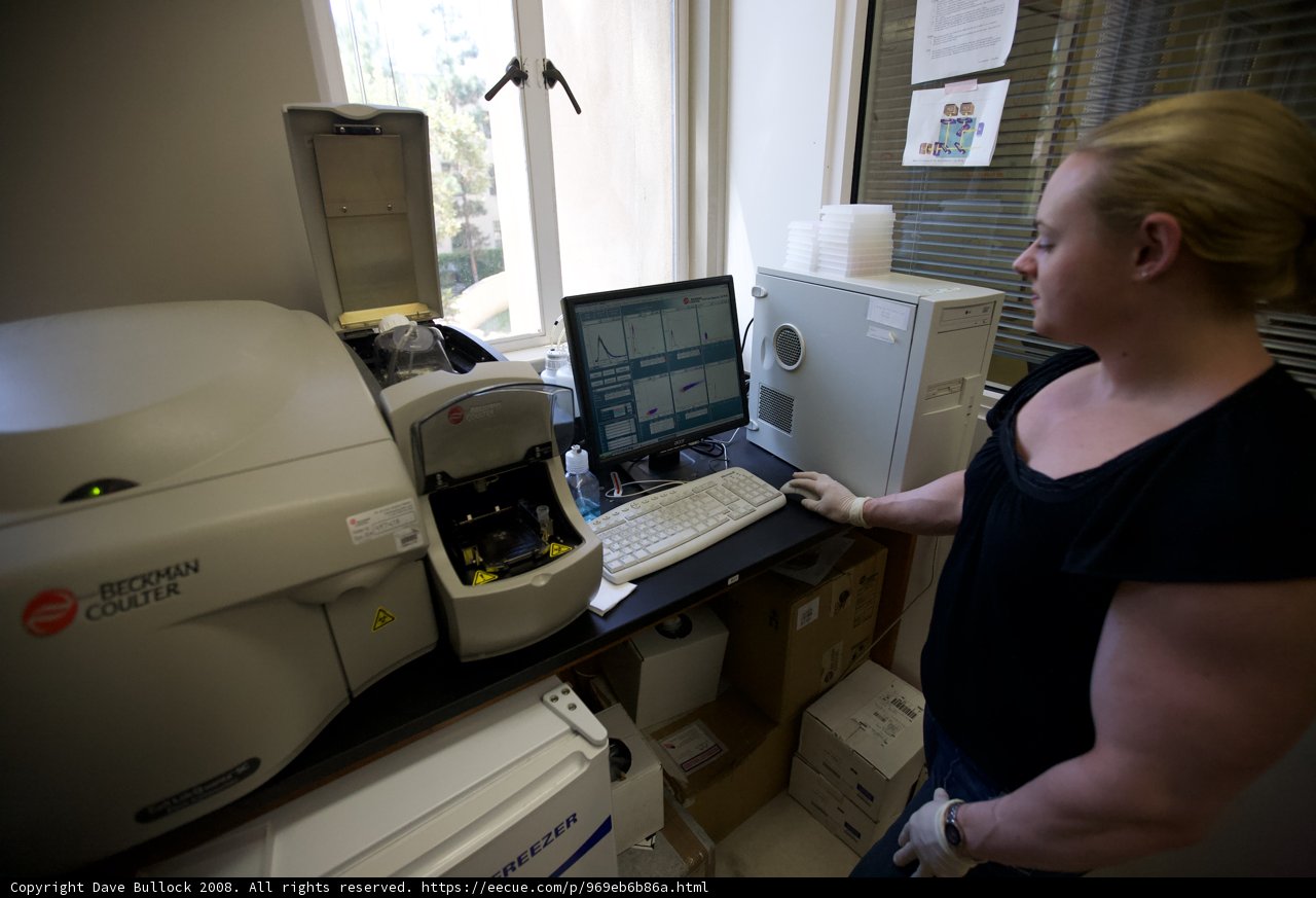 Woman Working on Computer in Caltech Lab