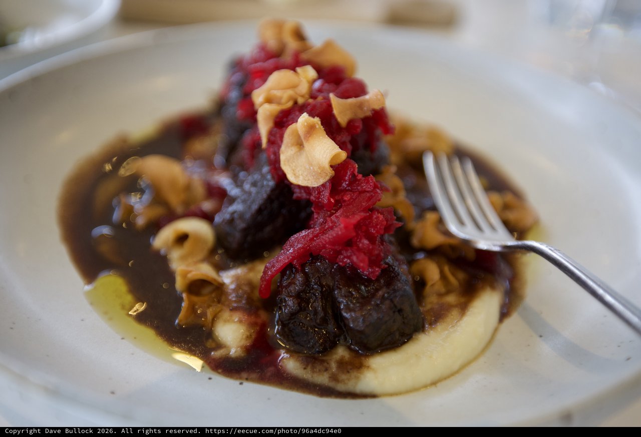 Gourmet Short Ribs with Crispy Garnish and Cream