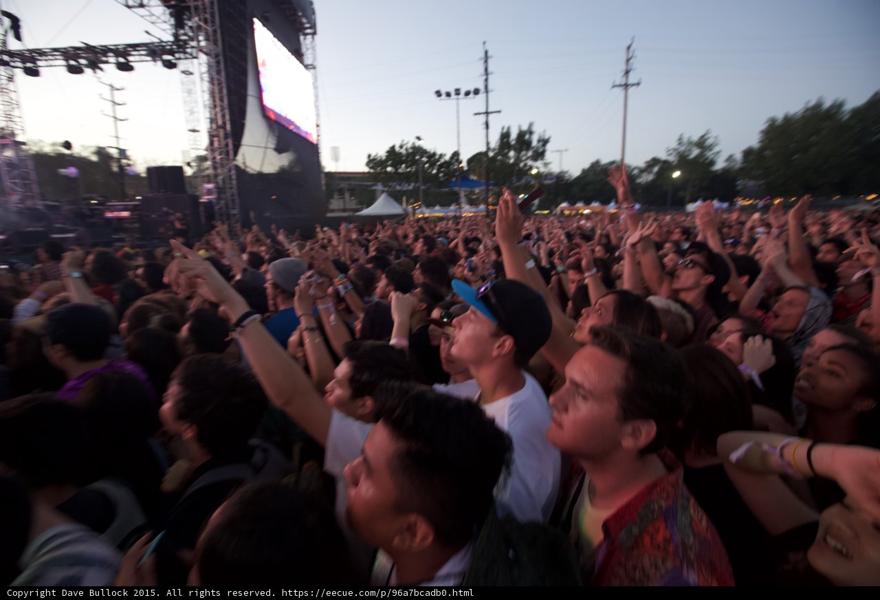 Wide Crowd Hands Raised Stage