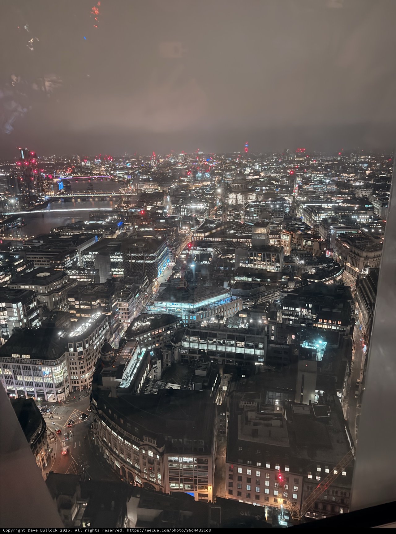 London Skyline at Night from High-Rise View