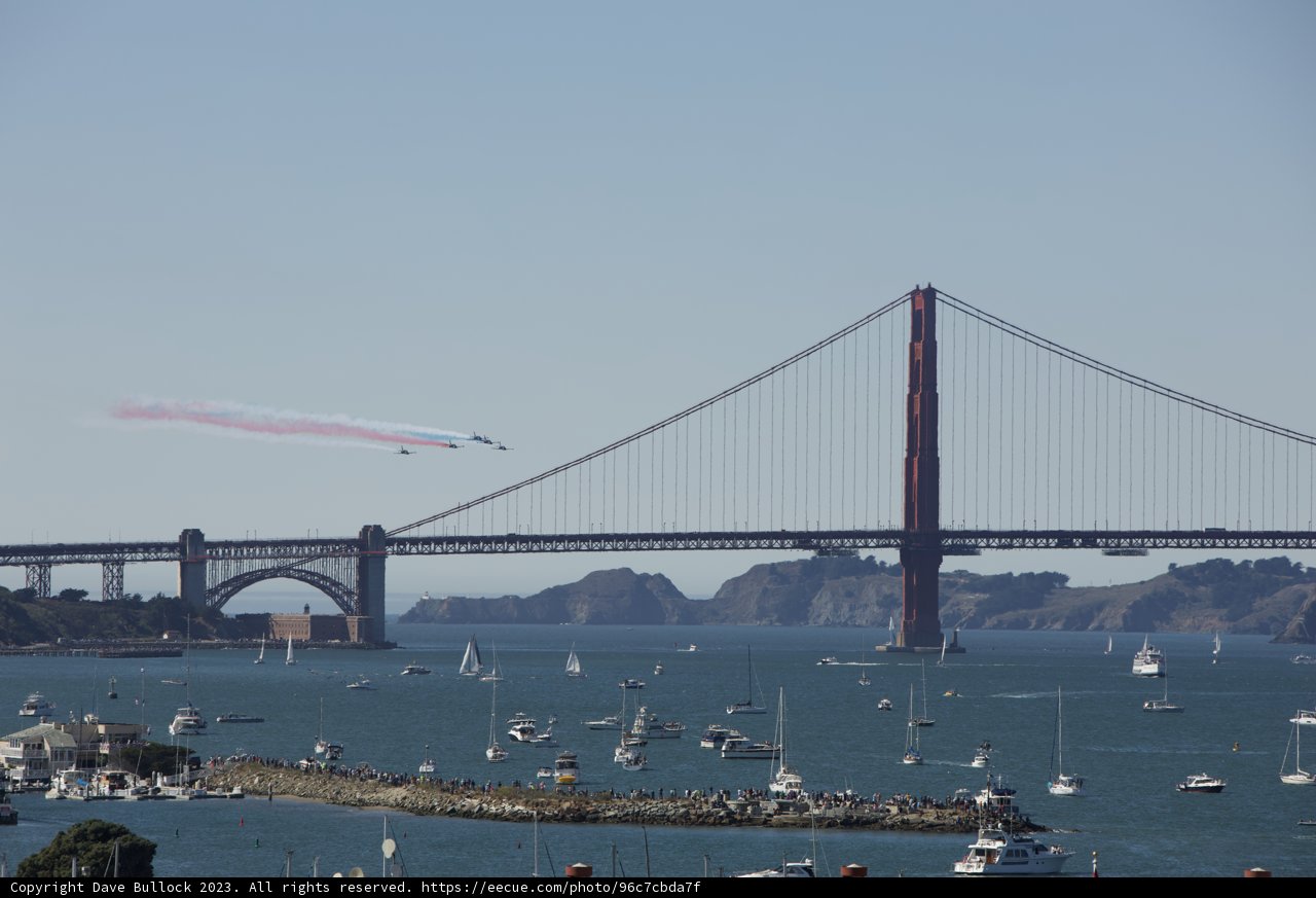 Flight Over the Iconic Bridge - Fleet Week Air Show 2023.