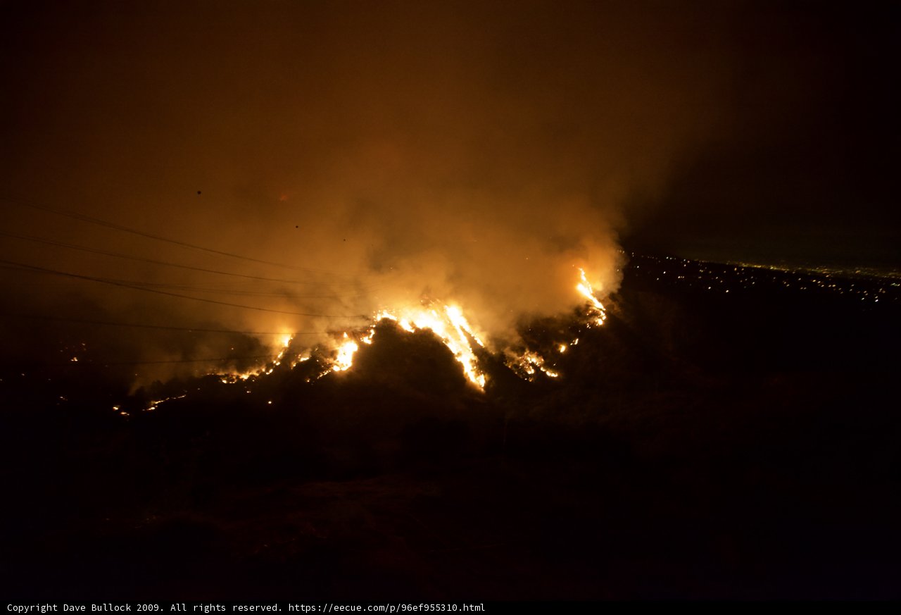 Station Fire Engulfs the Hills at Night