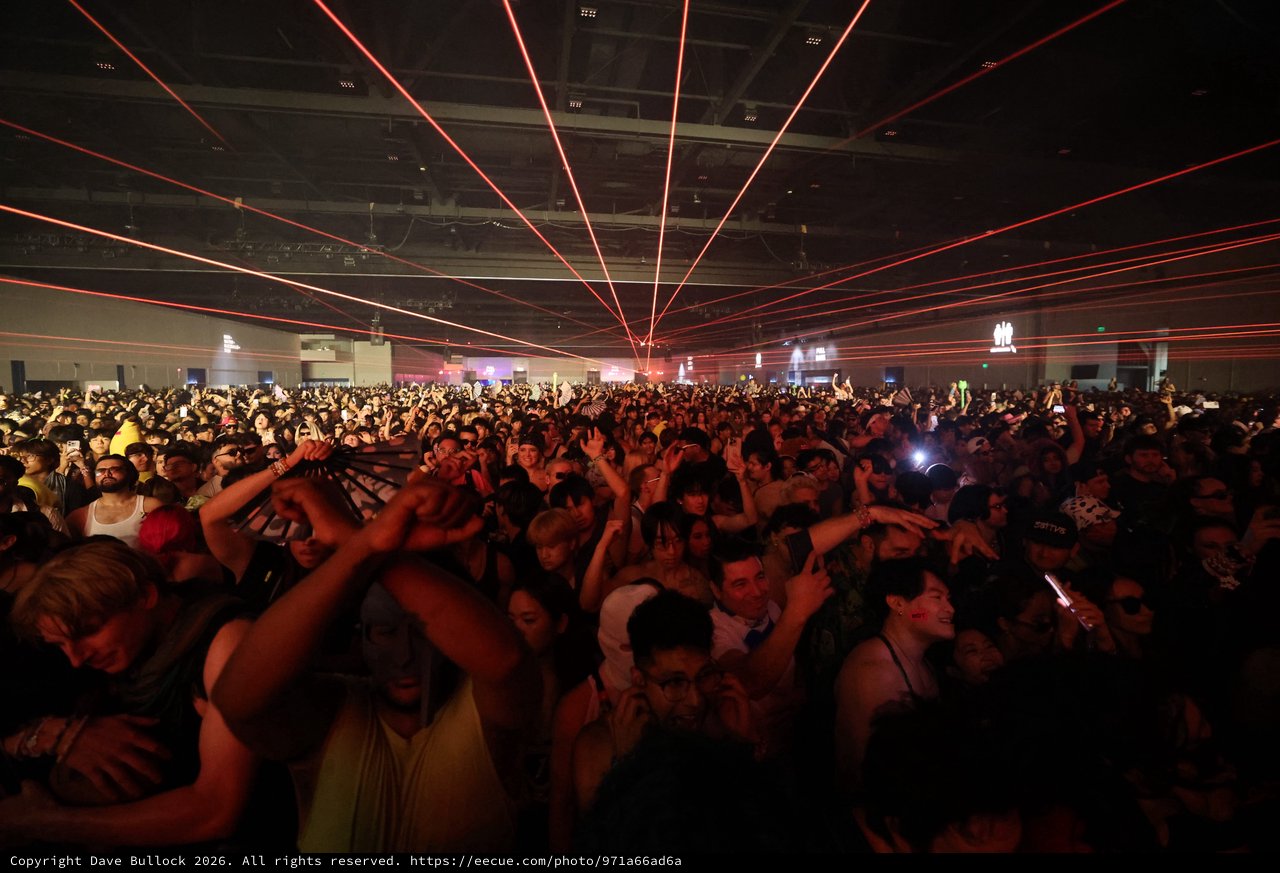 Red Laser Light Show Over Massive Wobbleland Crowd