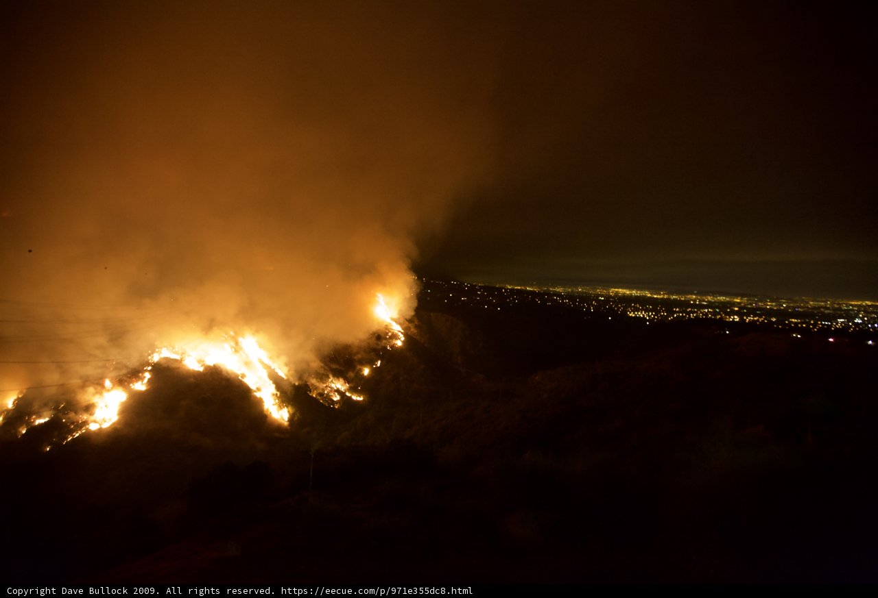 Hills Ablaze in the Dark of Night