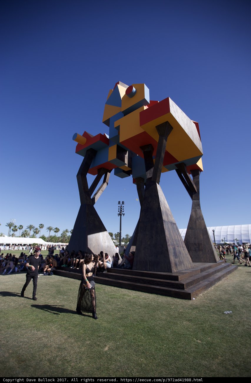 Majestic sculpture amidst the Coachella crowd