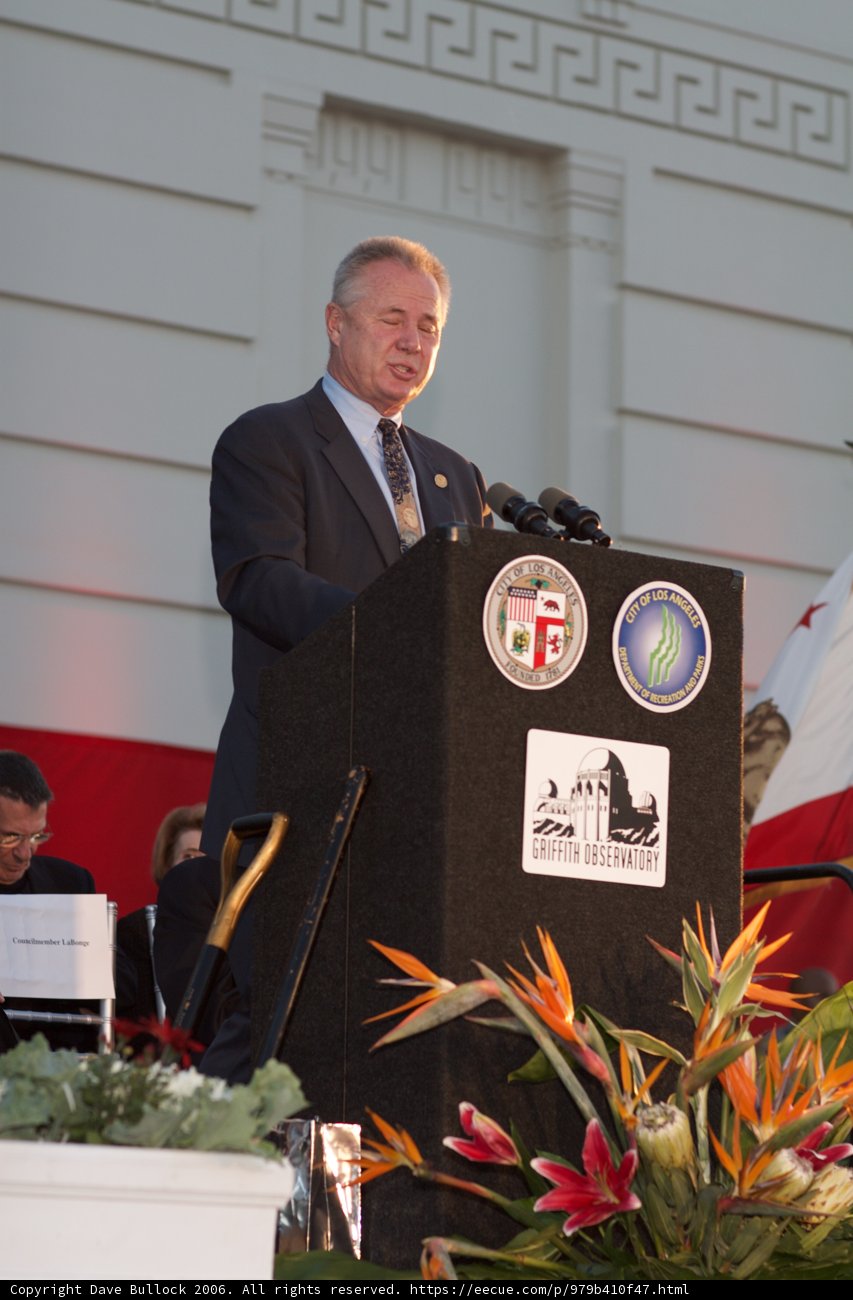Public Speaker at Podium Addressing Crowd