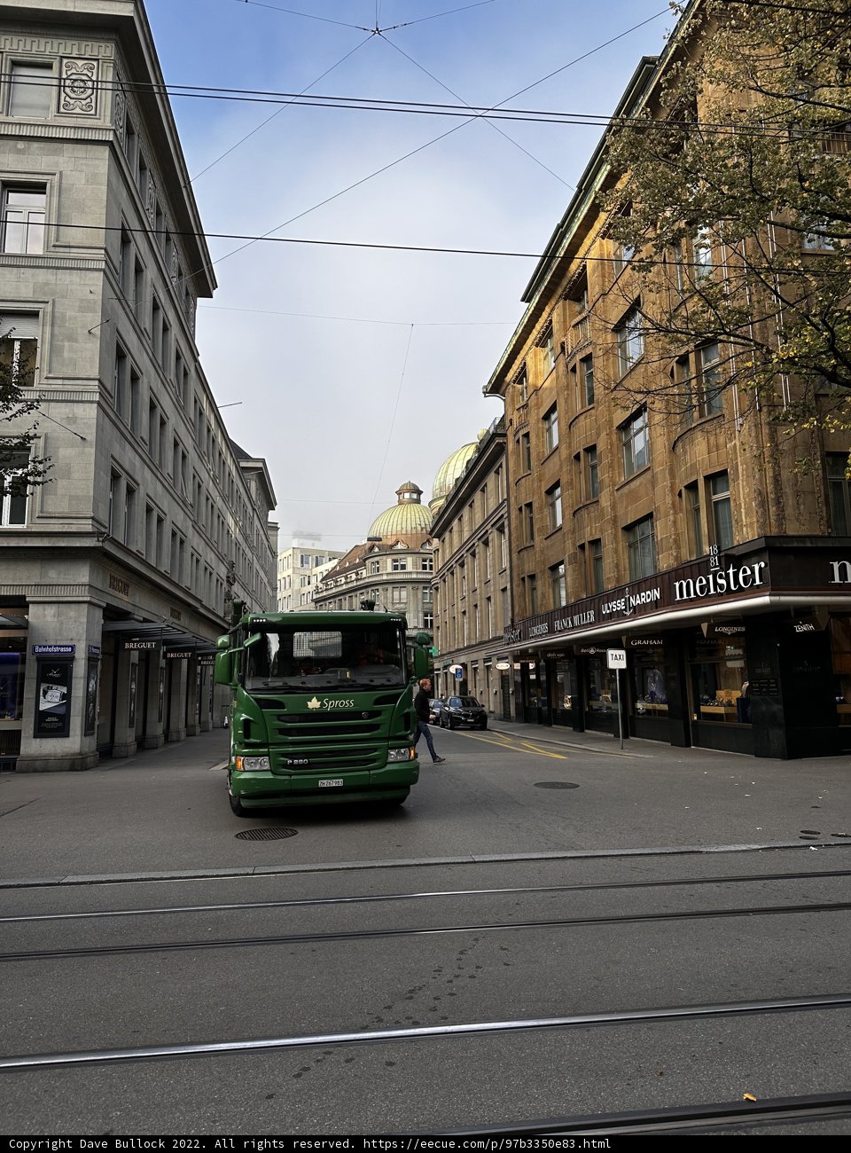 Green Bus in Urban Zurich
