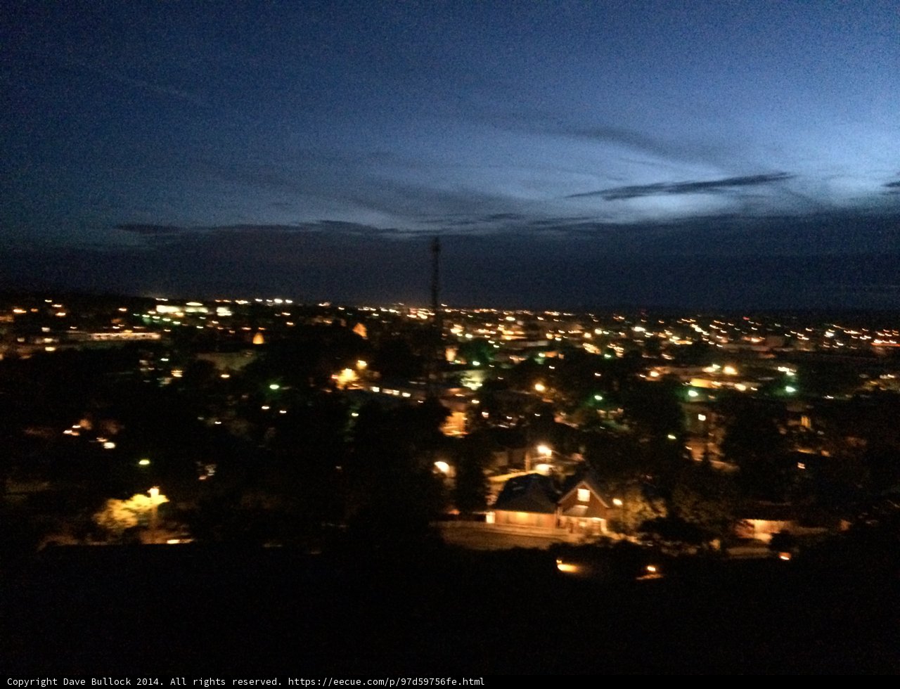 Urban Night Skyline from Hilltop