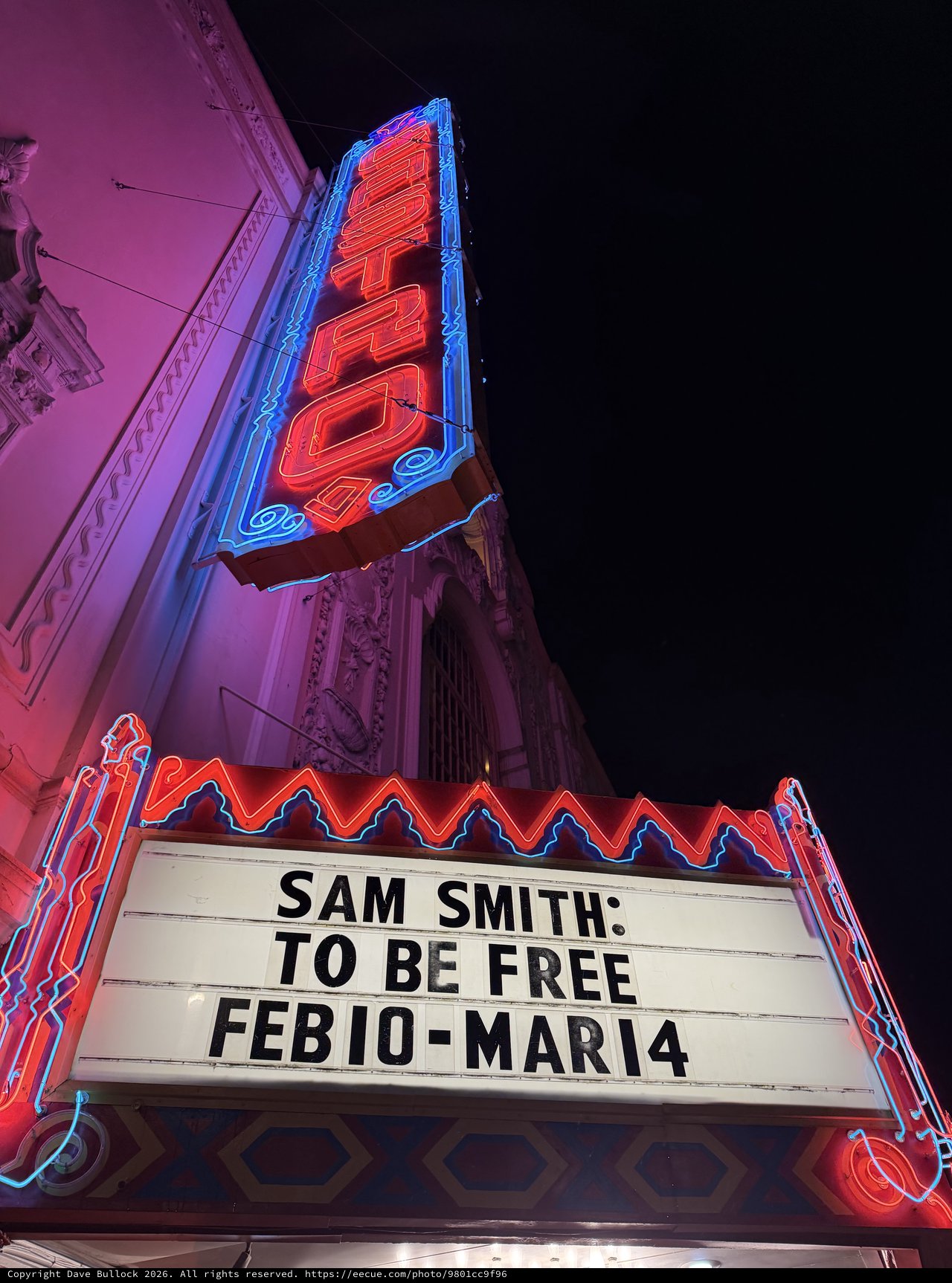 Vintage Art Deco Theater Marquee at Night