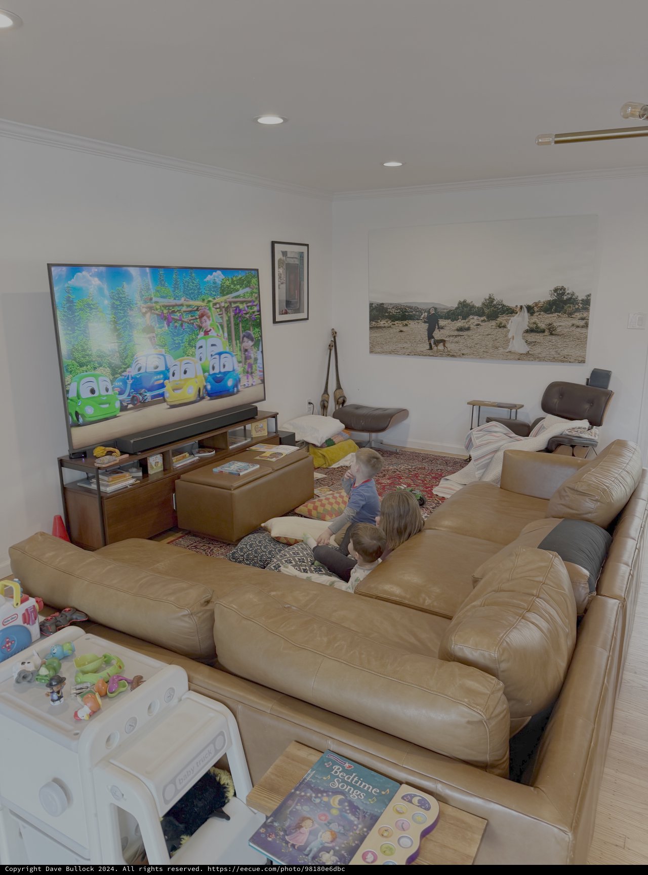 Family Movie Time in Modern Living Room
