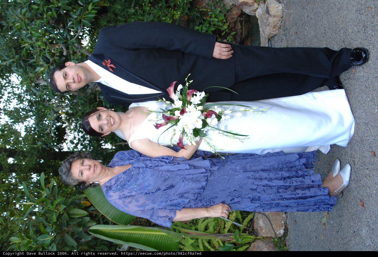 Bride and Groom Pose with Family at Wedding