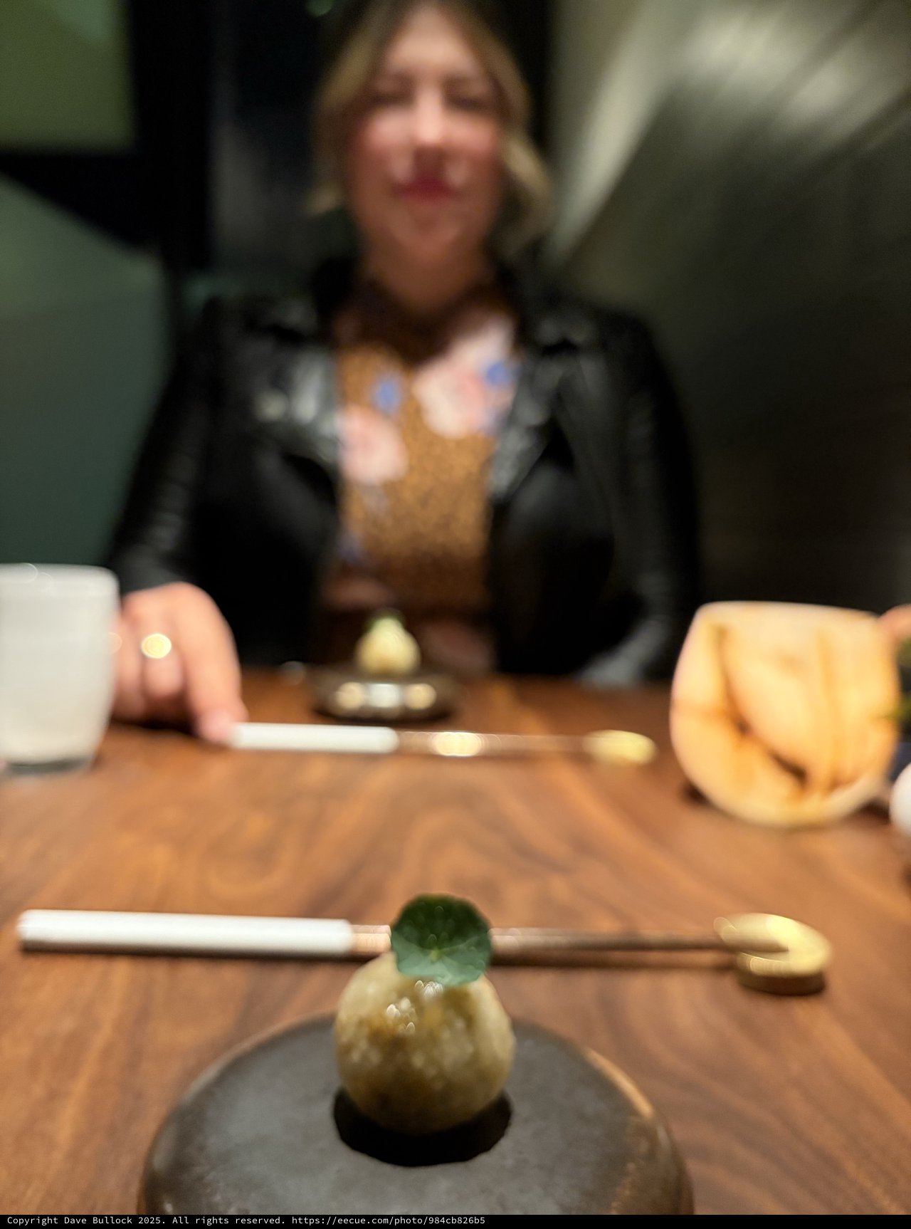 Intimate Dining Moment with Artistic Dessert Presentation
