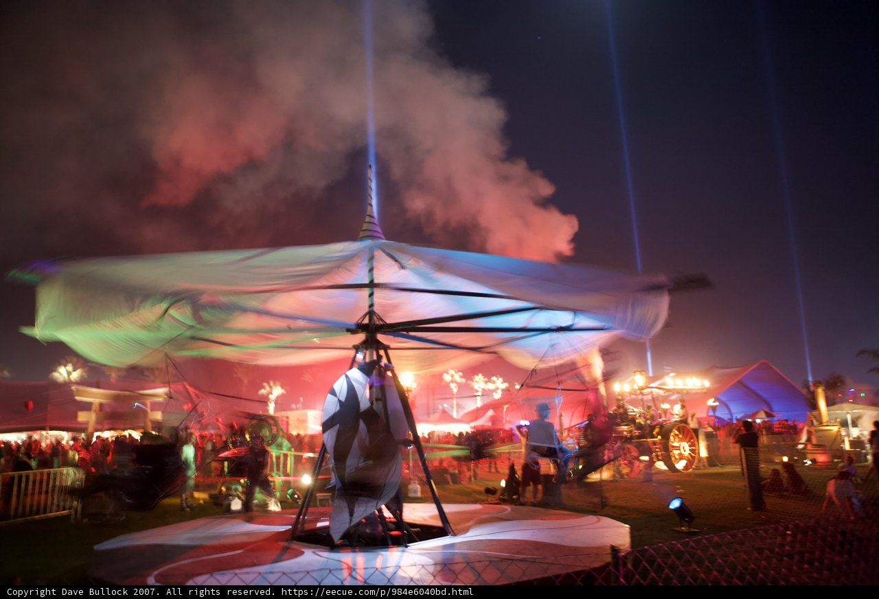 Illuminated Umbrella Shines at Coachella Night Concert