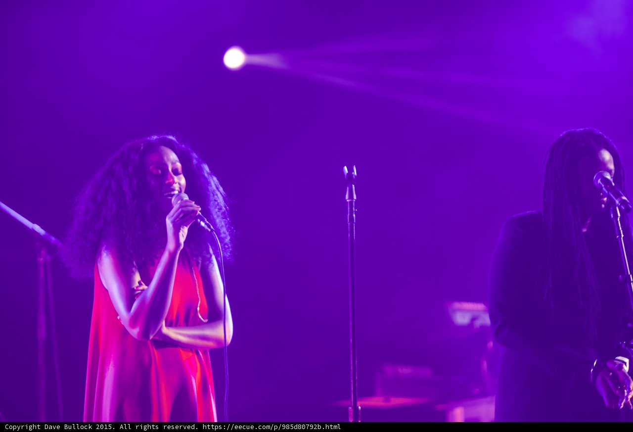 Solange Portrait Eyes Closed Red Dress Wild Hair Backing Vocalist Purple