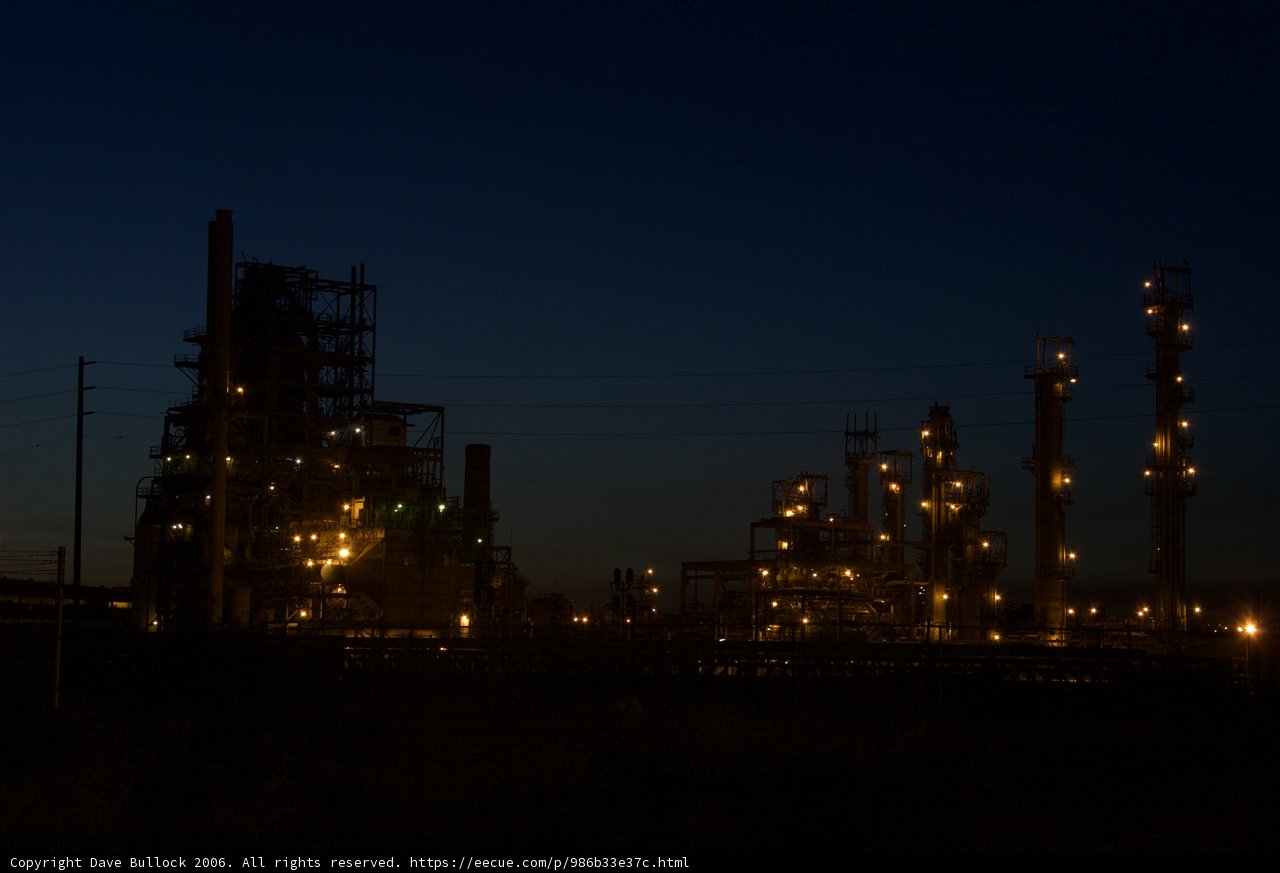 Illuminated Refinery Tower