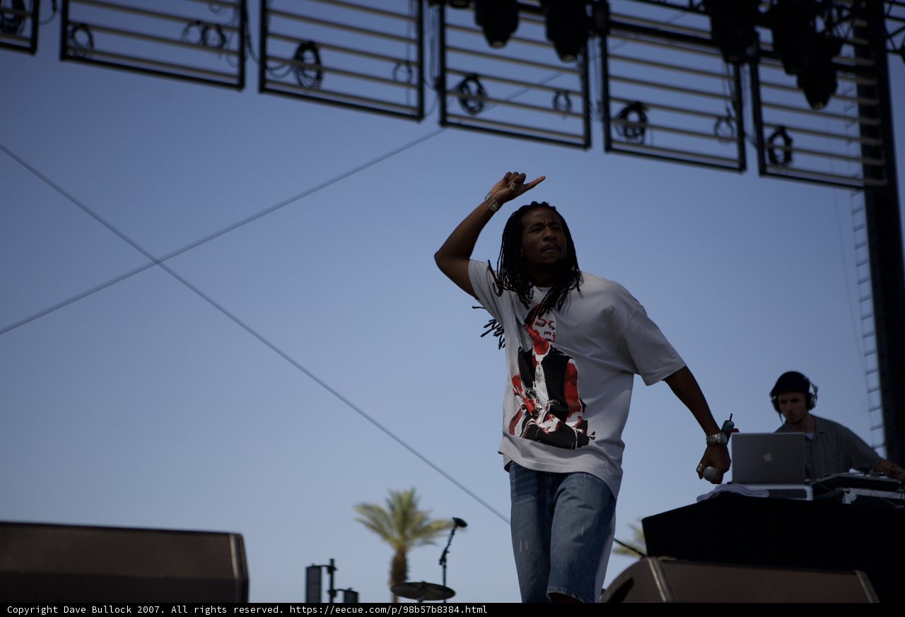 Dreadlocked Man Performs at Coachella Music Festival