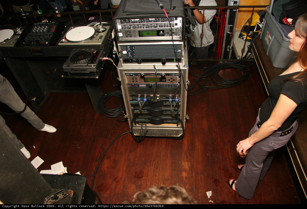Backstage Audio Rack and DJ Setup at Live Venue