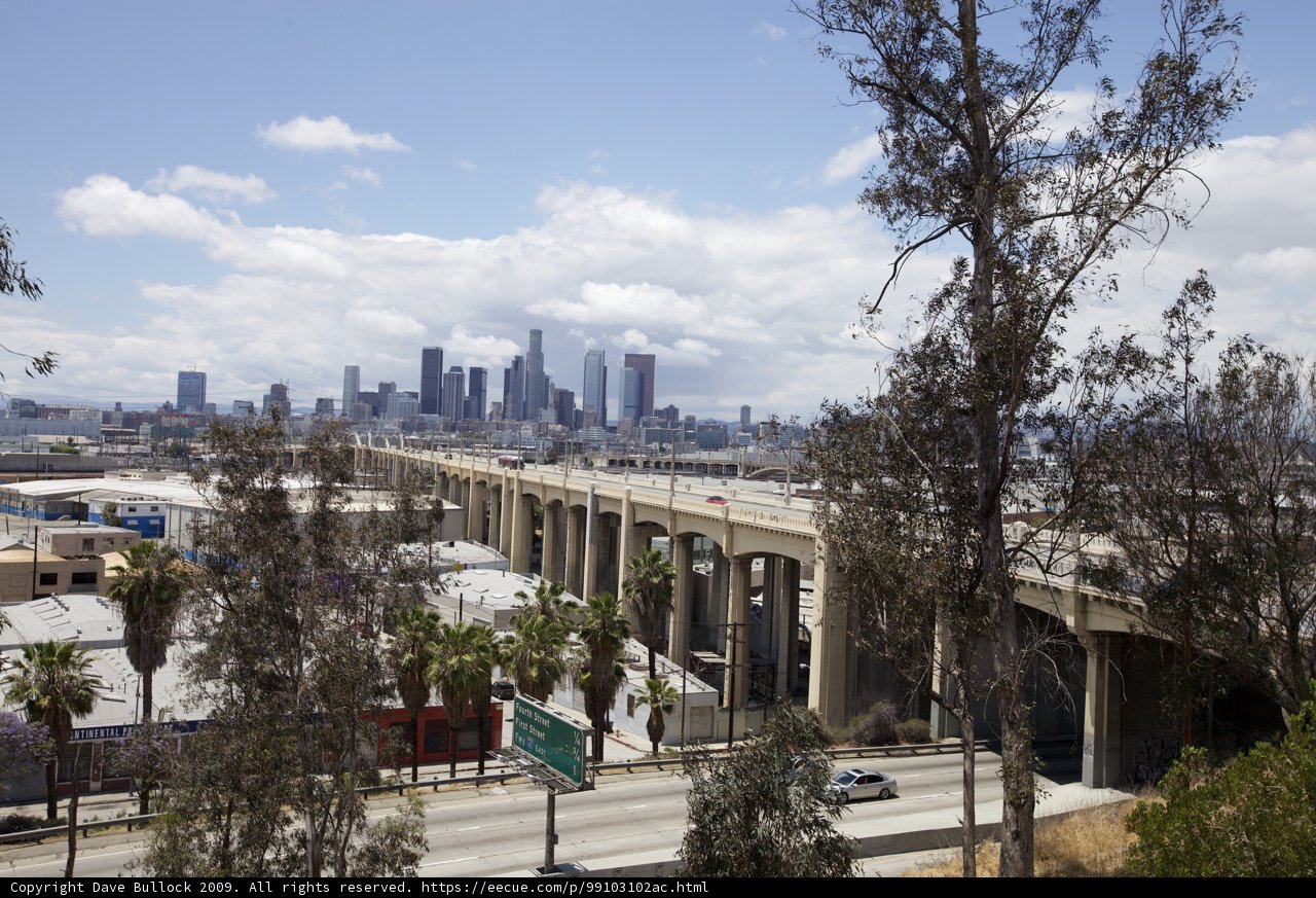 Overpass View of Los Angeles Skyline