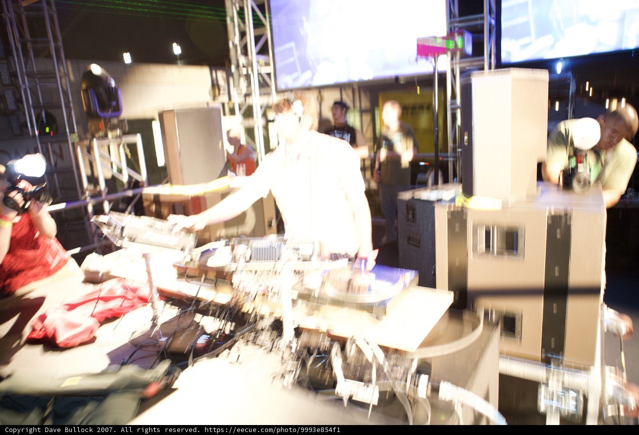 DJ Set in a Dimly Lit Room