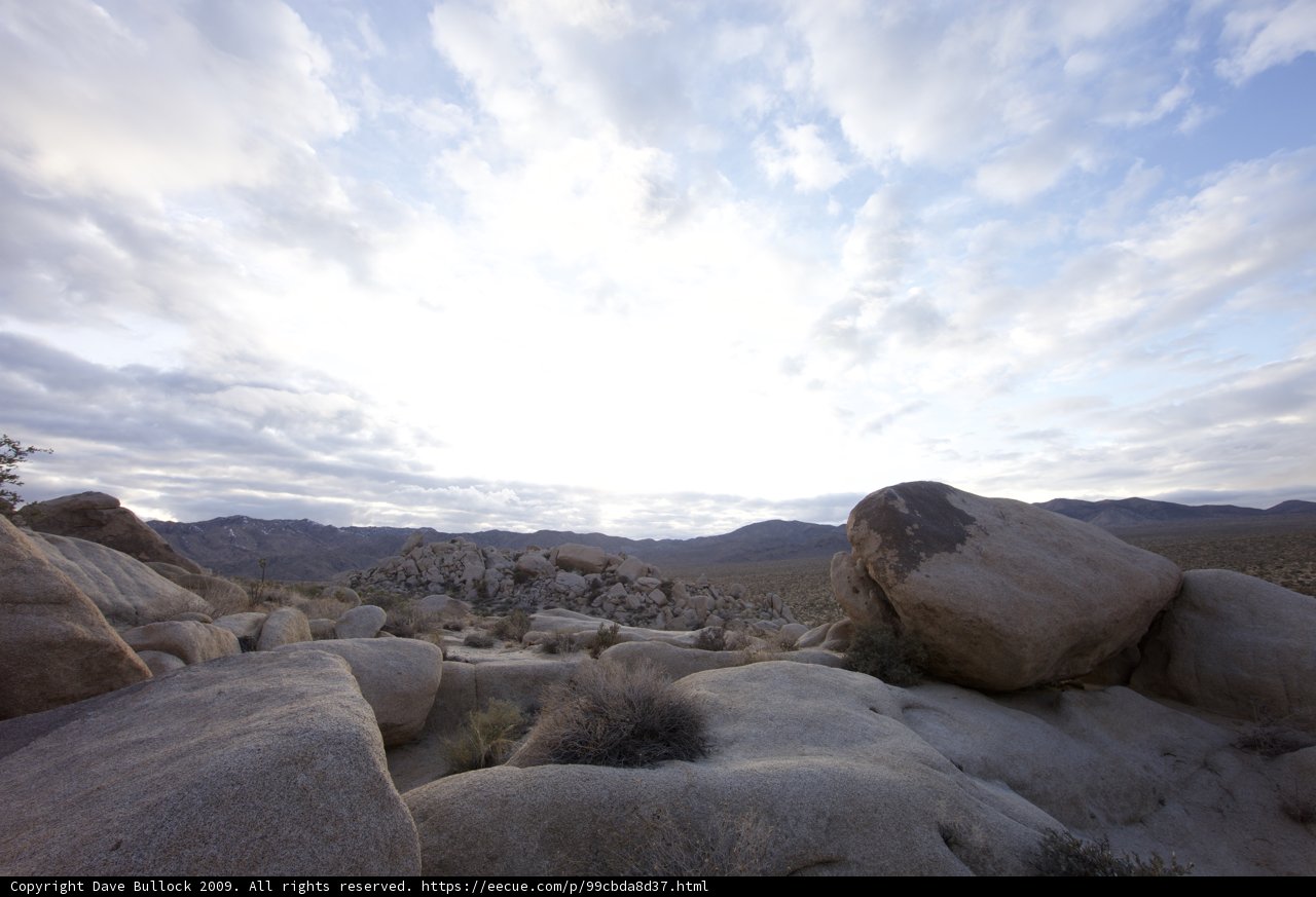 Sunbeams over Joshua Tree Rocks