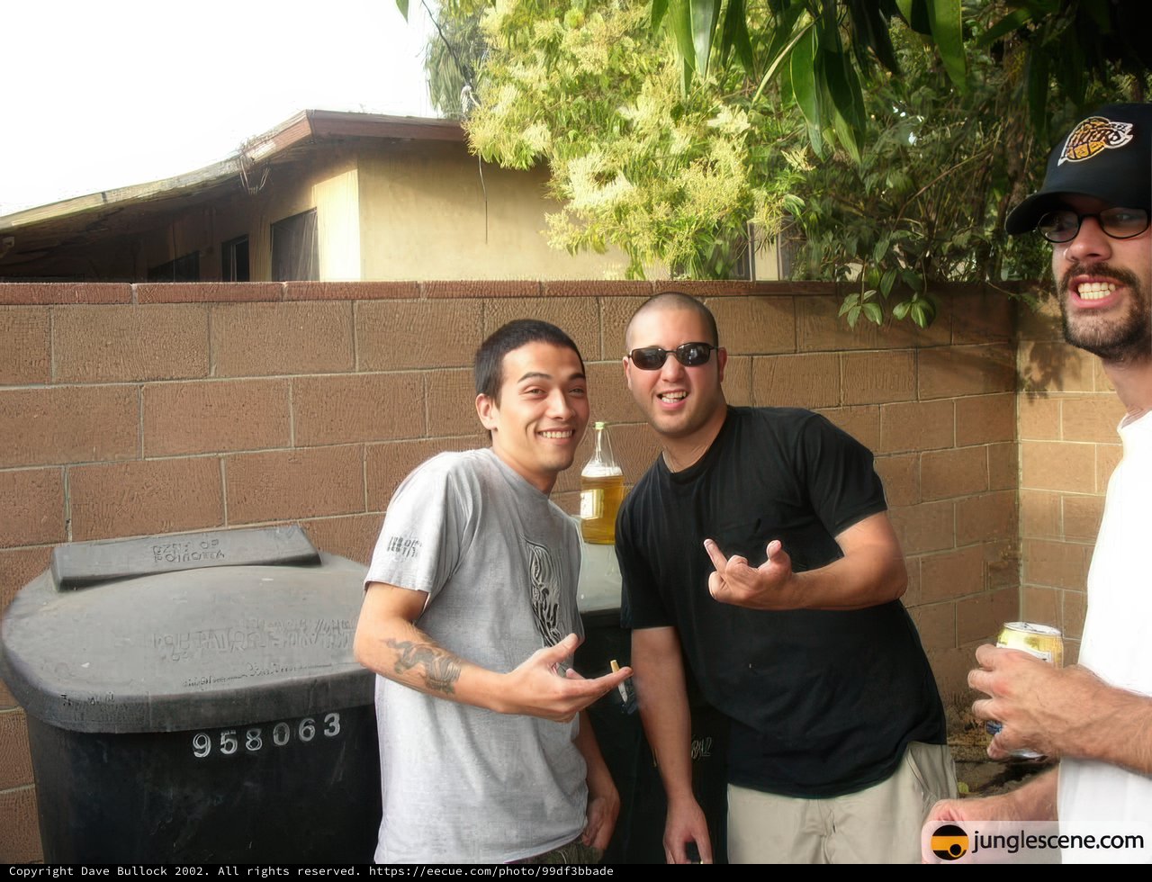 Three Friends at the Trash Can