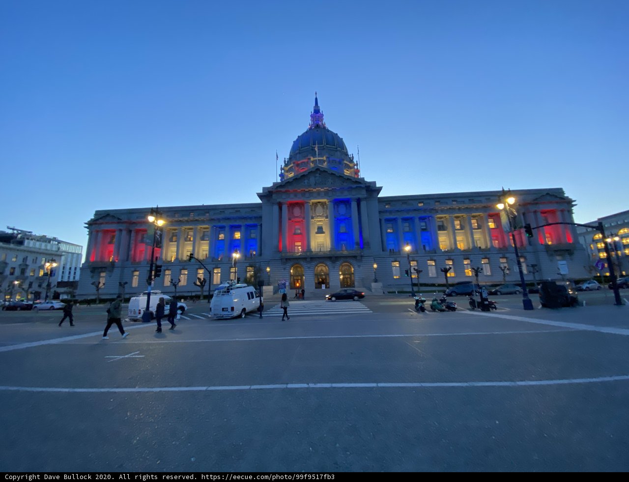 City Hall Shines in Red, White, and Blue