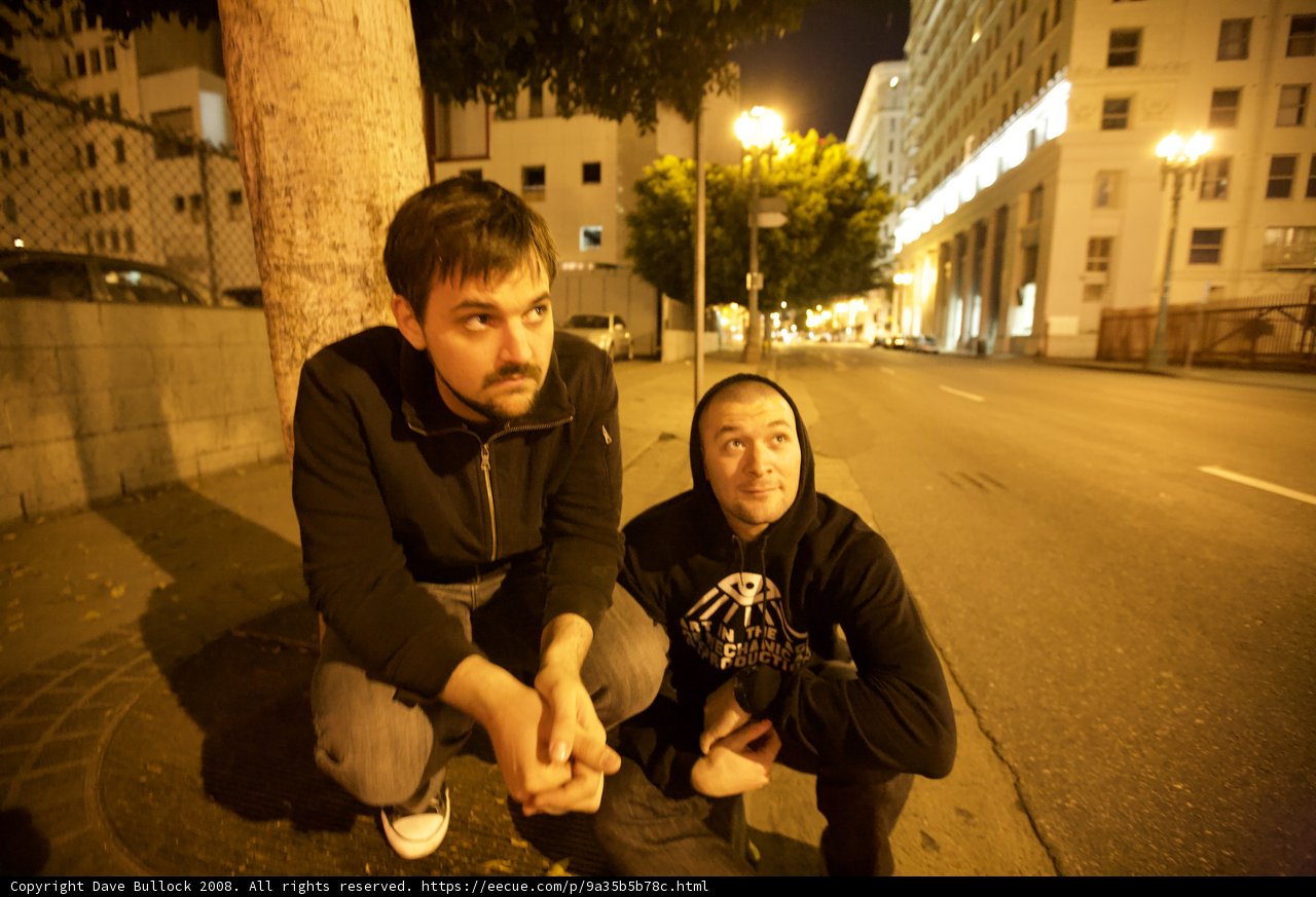Nighttime conversation on the neighborhood path