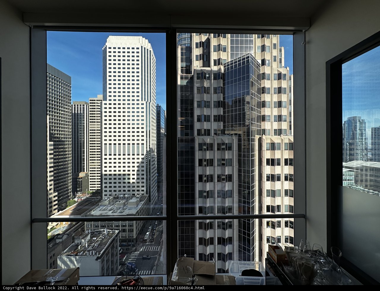 Cityscape View from a High-Rise Window