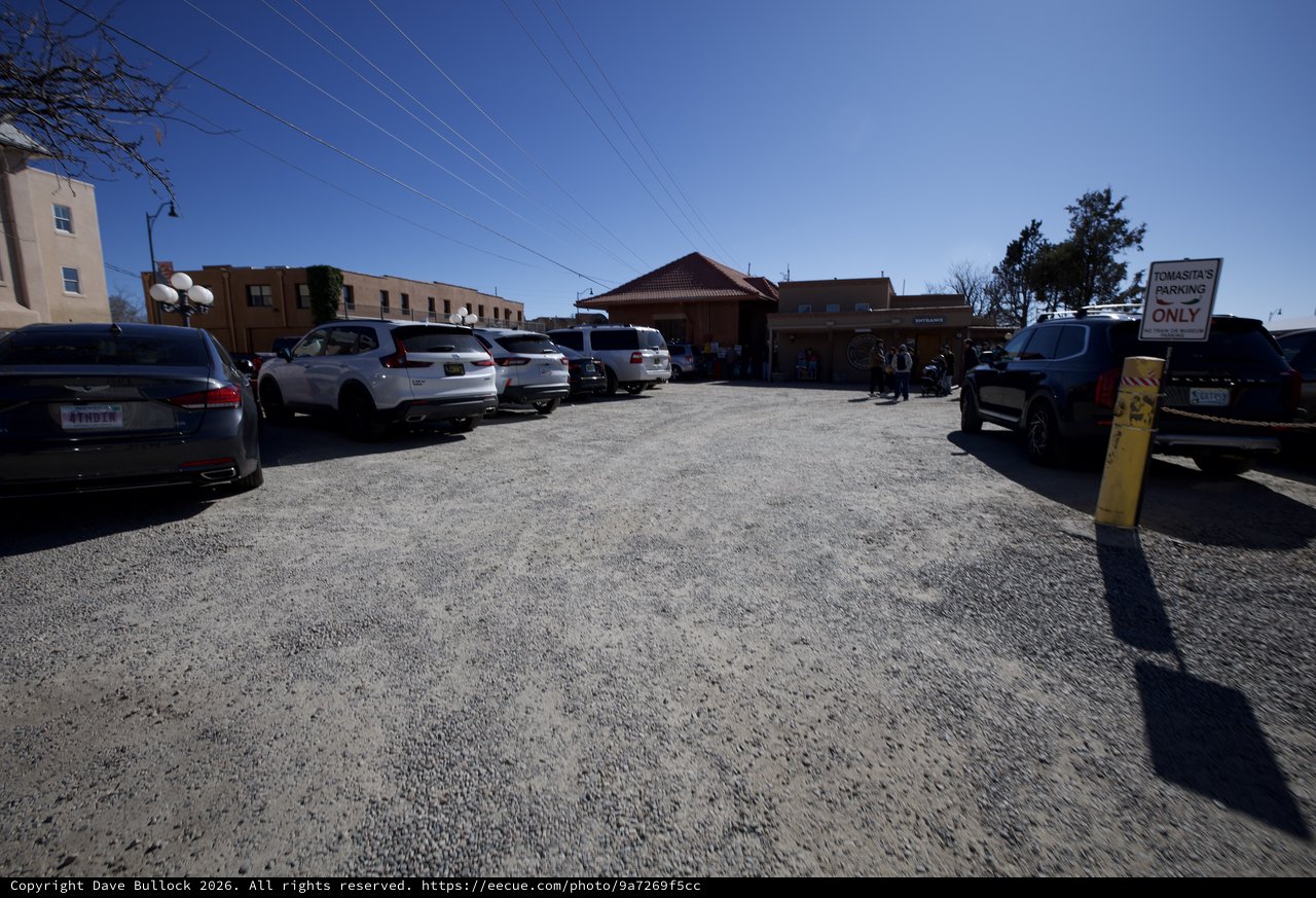 Busy Gravel Parking Lot at Tomasita's Restaurant