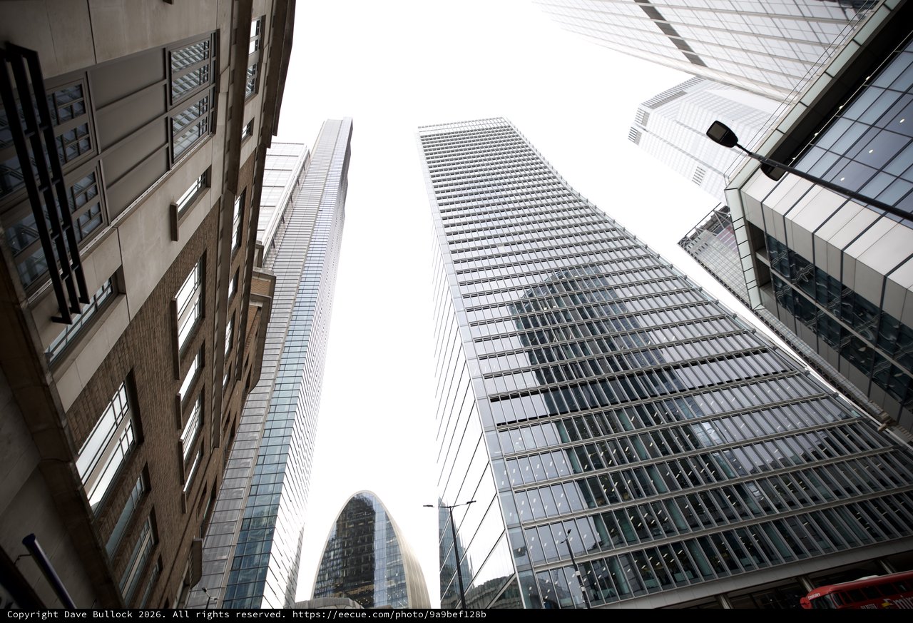 Towering Glass Skyscrapers in London's Financial District